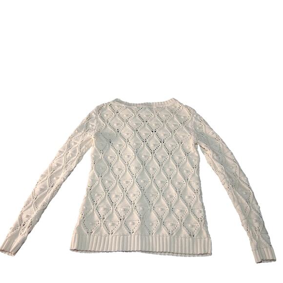 Tommy Hilfiger White Knit Sweater Light Academia Size Small Diamond Pattern - Picture 2 of 10